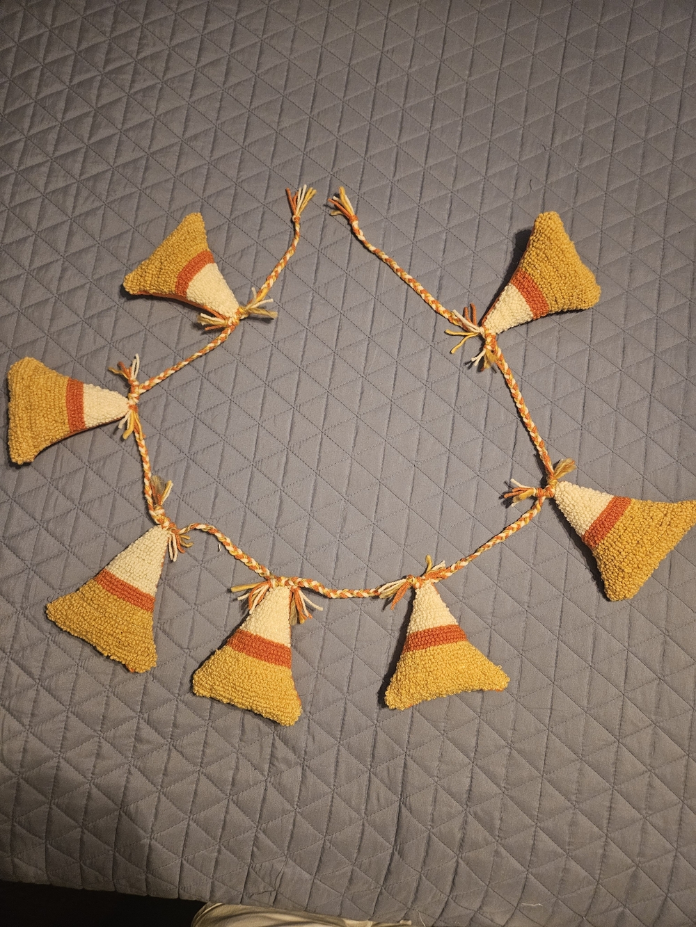 Handmade Halloween Yellow, Orange & White Candy Corn Tassel Garland
